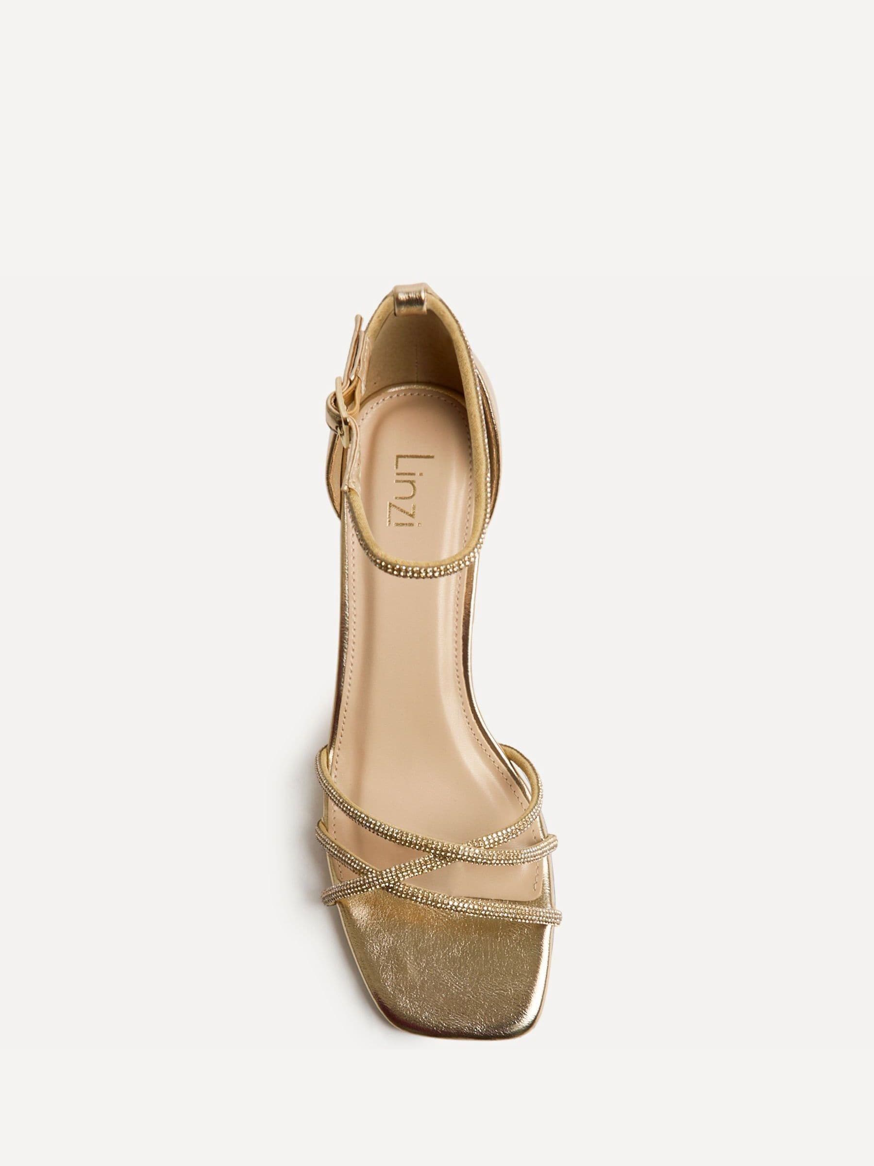 クロンシュタット　sp Buy Linzi Gold Amour Closed Back Diamante Front Strap Heeled