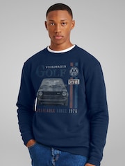 All + Every Blue Volkswagen Golf GTI Racing Distressed  Sweatshirt - Image 1 of 3
