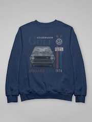 All + Every Blue Volkswagen Golf GTI Racing Distressed  Sweatshirt - Image 3 of 3