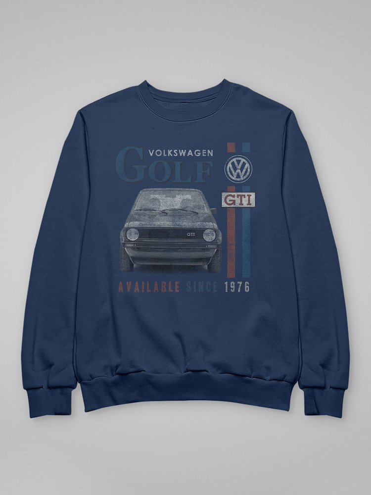 All + Every Blue Volkswagen Golf GTI Racing Distressed Sweatshirt - Image 3 of 3 All + Every Blue Volkswagen Golf GTI Racing Distressed Sweatshirt - Image 3 of 3