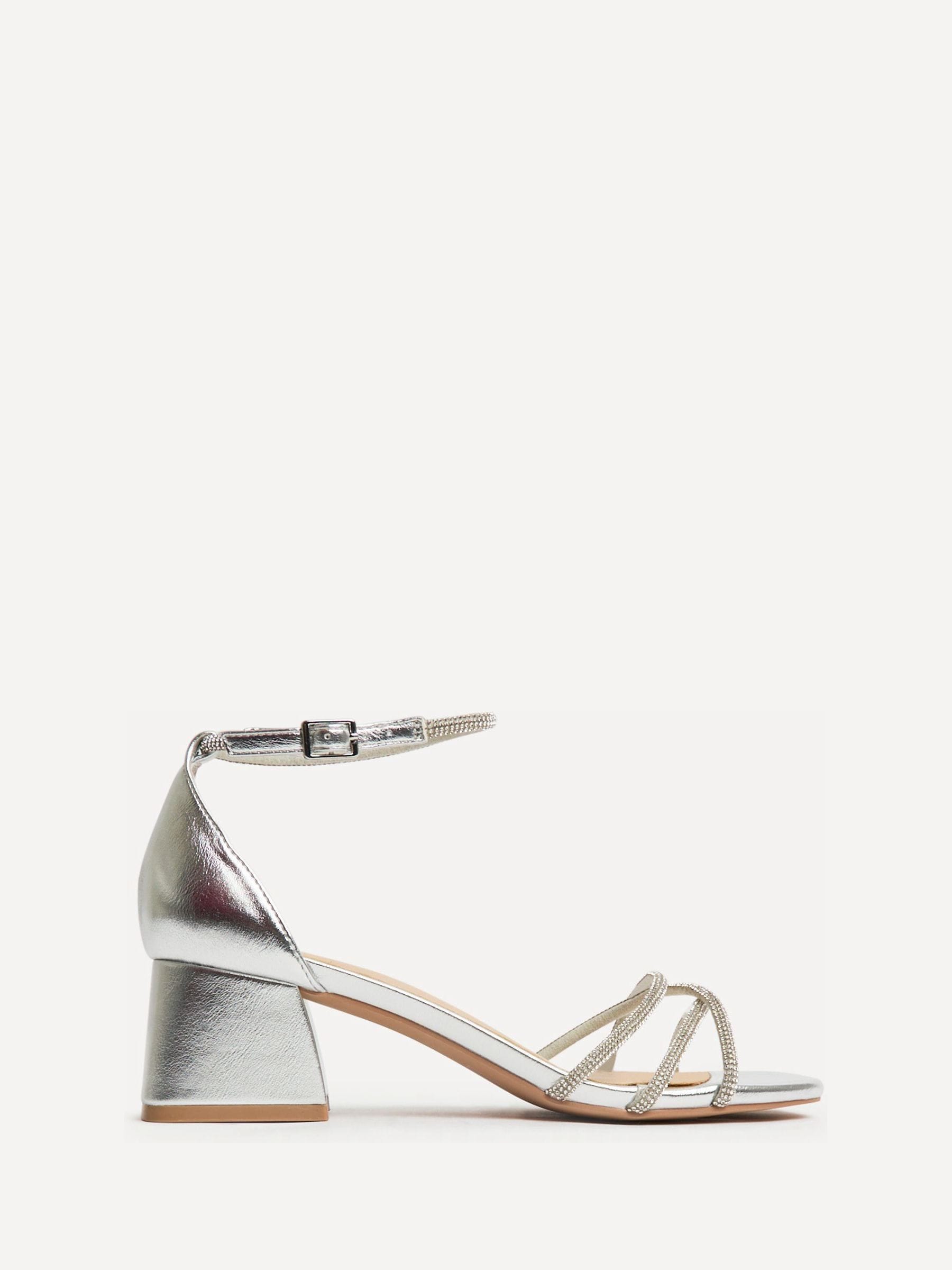 Buy Linzi Silver Amour Closed Back Diamante Front Strap Heeled