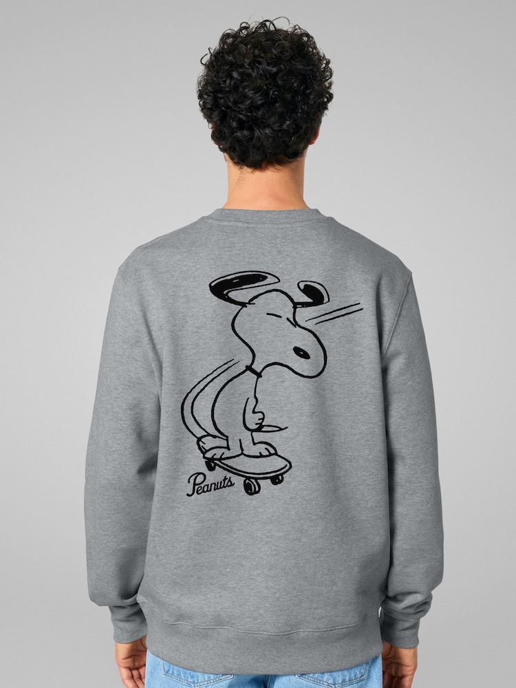 All + Every Grey Peanuts Snoopy Skateboard Back Print Sweatshirt - Image 1 of 3