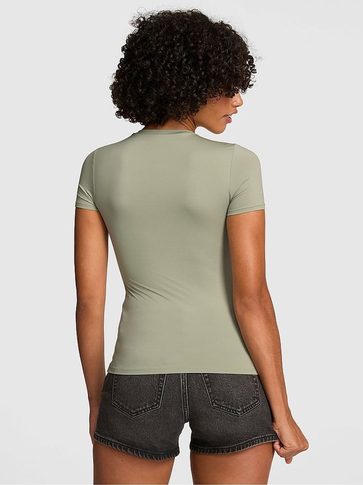Victoria's Secret PINK Slate Green Soft Stretch T-Shirt - Image 2 of 2