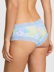 Victoria's Secret PINK Blue Dancer Hibiscus Cheeky Lace Trim Rib Knickers - Image 2 of 2