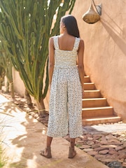 Seraphine Blue Floral Maternity & Nursing Floral Midi Jumpsuit - Image 3 of 4