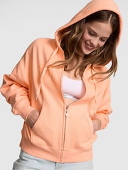 Victoria's Secret PINK Peach Tree Orange Fleece Zip Up Hoodie - Image 2 of 3