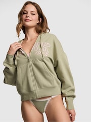 Victoria's Secret PINK Slate Green Fleece Zip Up Hoodie - Image 1 of 2