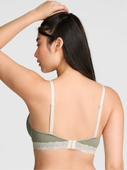 Victoria's Secret Pink Slate Green Lightly Lined Cotton Heather Lace Trim Bra - Image 2 of 2