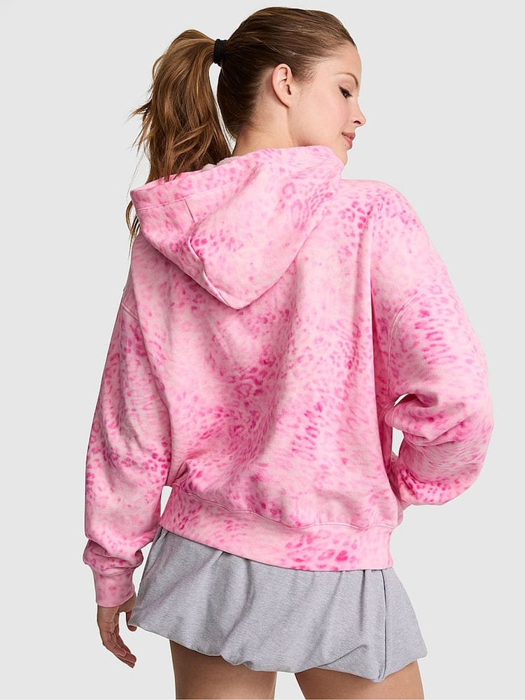 Victoria's Secret PINK Coconut Pink Leopard Print Fleece Zip Up Hoodie - Image 2 of 2