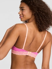 Victoria's Secret Pink Sizzling Strawberry Pink Lightly Lined Cotton Heather Lace Trim Bra - Image 2 of 2