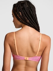 Victoria's Secret PINK Coconut Pink Leopard Super Push Up Cotton Heather Lace Trim Bra - Image 2 of 2
