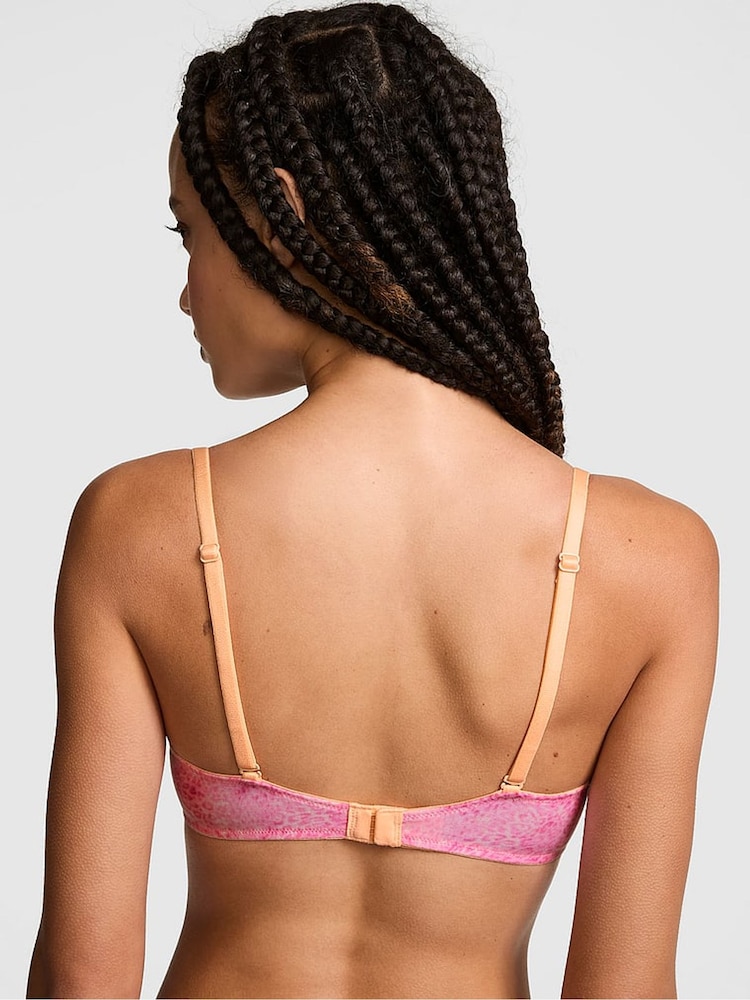 Victoria's Secret PINK Coconut Pink Leopard Super Push Up Cotton Heather Lace Trim Bra - Image 2 of 2