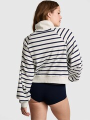 Victoria's Secret Pink Noir Navy Blue Stripe Full Zip Sweatshirt - Image 2 of 2