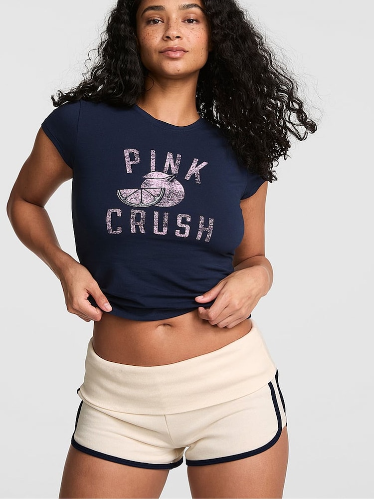 Victoria's Secret Pink Winter White Foldover Shorts - Image 1 of 2 Victoria's Secret Pink Winter White Foldover Shorts - Image 1 of 2