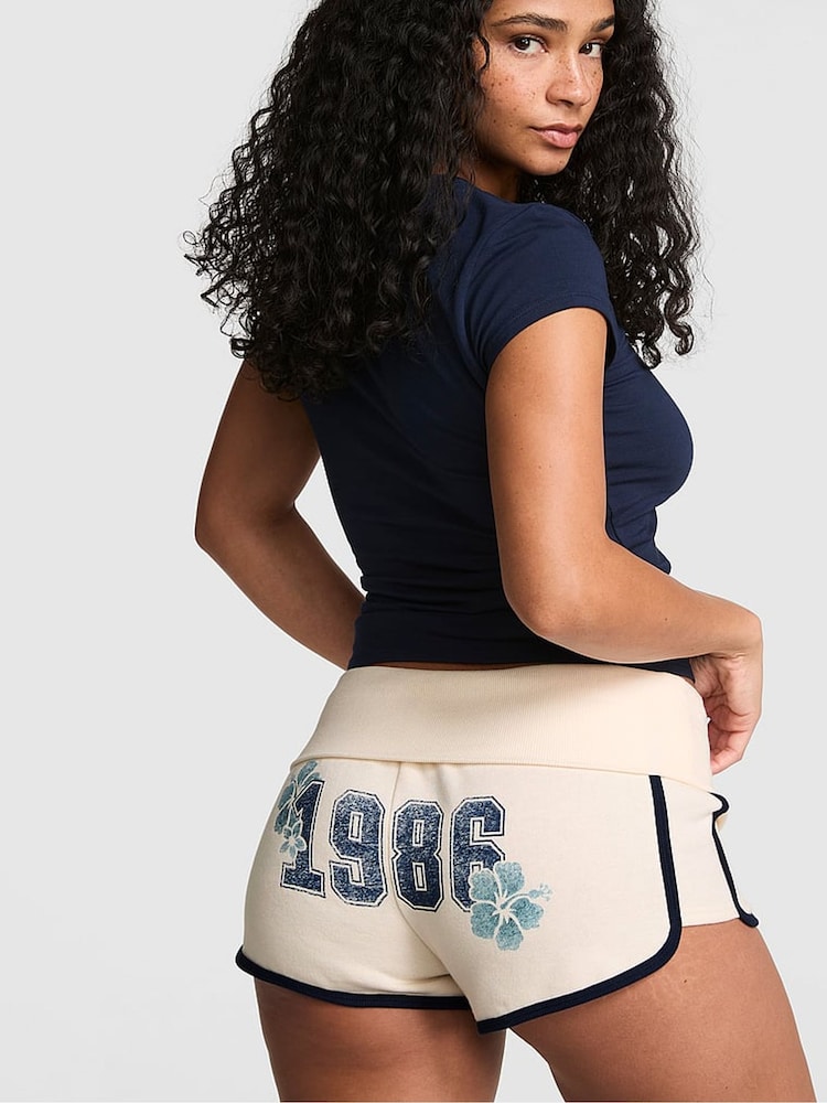 Victoria's Secret Pink Winter White Foldover Shorts - Image 2 of 2 Victoria's Secret Pink Winter White Foldover Shorts - Image 2 of 2