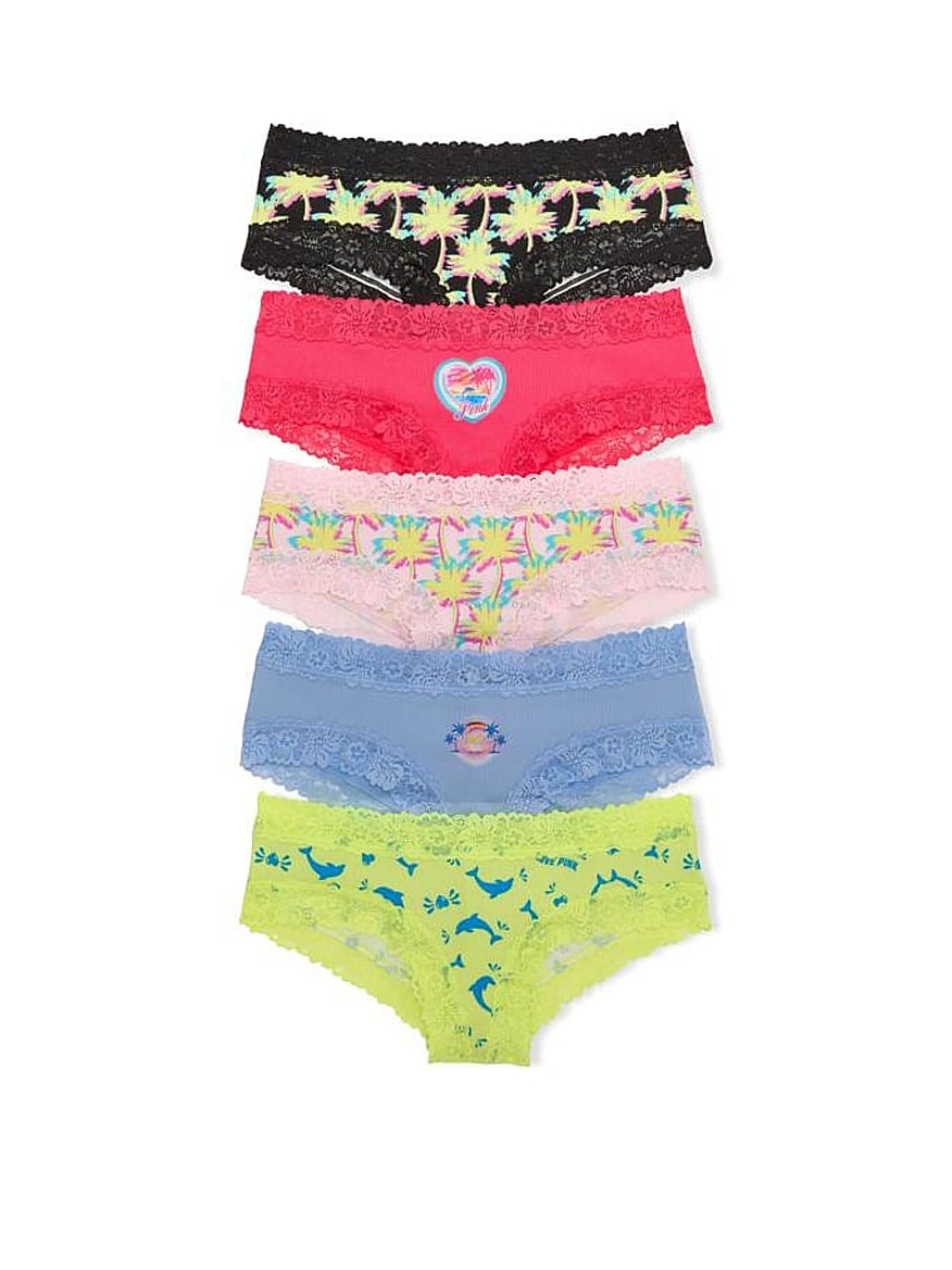Victoria's Secret PINK Yellow/Blue/Orange/Pink Cheeky 5 Pack Knickers