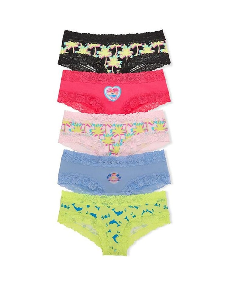 Victoria's Secret Pink Yellow/Blue/Orange/Pink Cheeky 5 Pack Knickers - Image 1 of 1 Victoria's Secret Pink Yellow/Blue/Orange/Pink Cheeky 5 Pack Knickers - Image 1 of 1