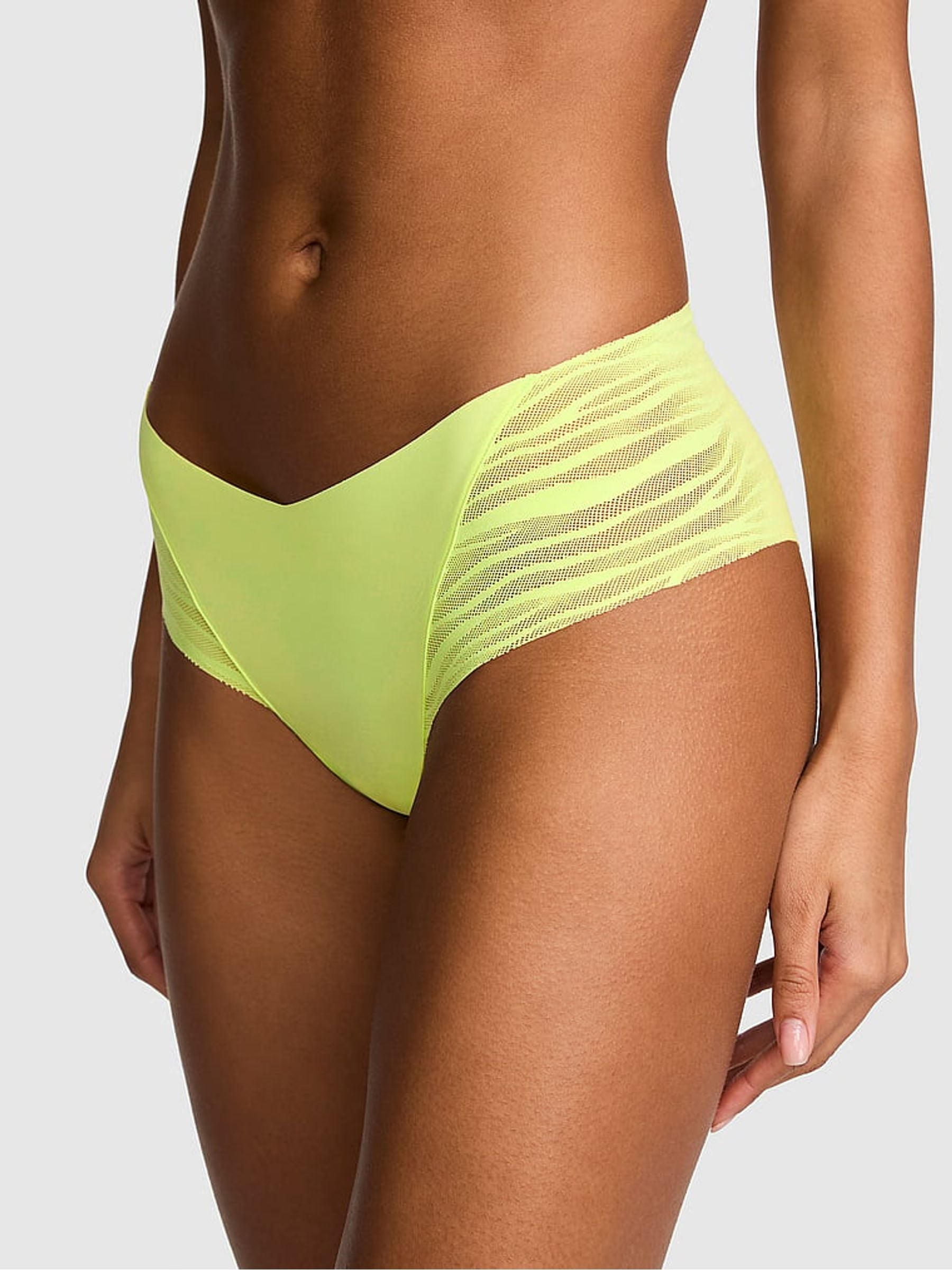 Victoria's Secret PINK Tropical Pear Green Cheeky Zebra Lace Knickers