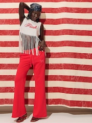 Victoria's Secret Pink Bright Vermillion Red Wide Leg Joggers - Image 1 of 3