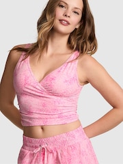 Victoria's Secret Pink Coconut Pink Leopard Print Ruched Wrap Top - Image 1 of 2