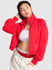 Victoria's Secret Pink Bright Vermillion Red Full Zip Sweatshirt - Image 1 of 3