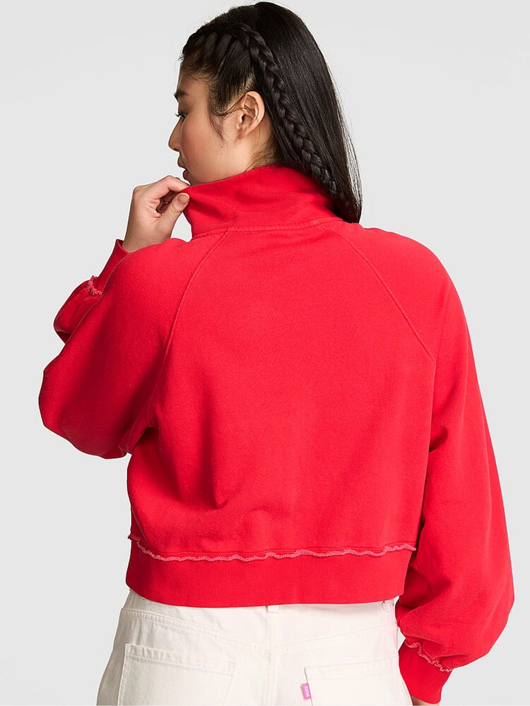 Victoria's Secret Pink Bright Vermillion Red Full Zip Sweatshirt - Image 2 of 3