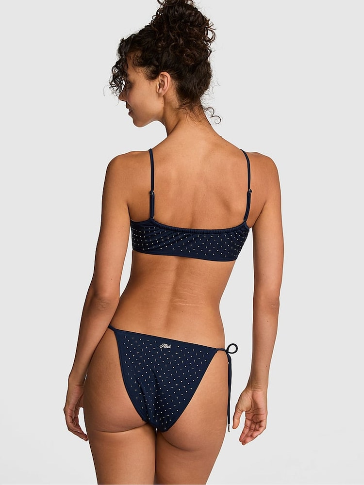 Victoria's Secret Pink Noir Navy Blue Tie Front Bikini Top - Image 2 of 2