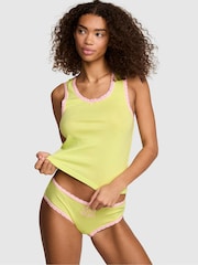Victoria's Secret Pink Tropical Pear Green Lace Trim Tank Top and Knicker Set - Image 1 of 3
