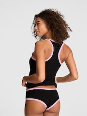 Victoria's Secret Pink Black 'Dramatic' Print Lace Trim Tank Top and Knicker Set - Image 3 of 4