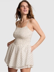 Victoria's Secret Pink Winter White Polka Dots Smocked Dress - Image 1 of 3