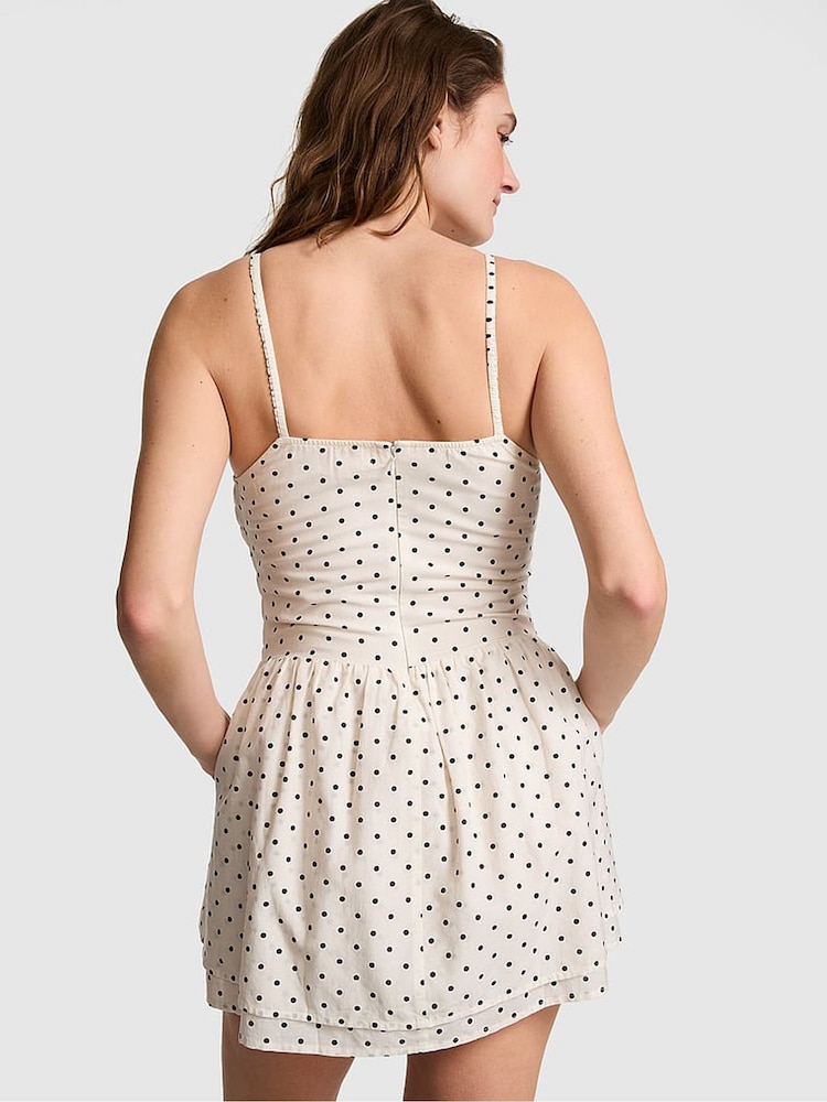 Victoria's Secret Pink Winter White Polka Dots Smocked Dress - Image 2 of 3