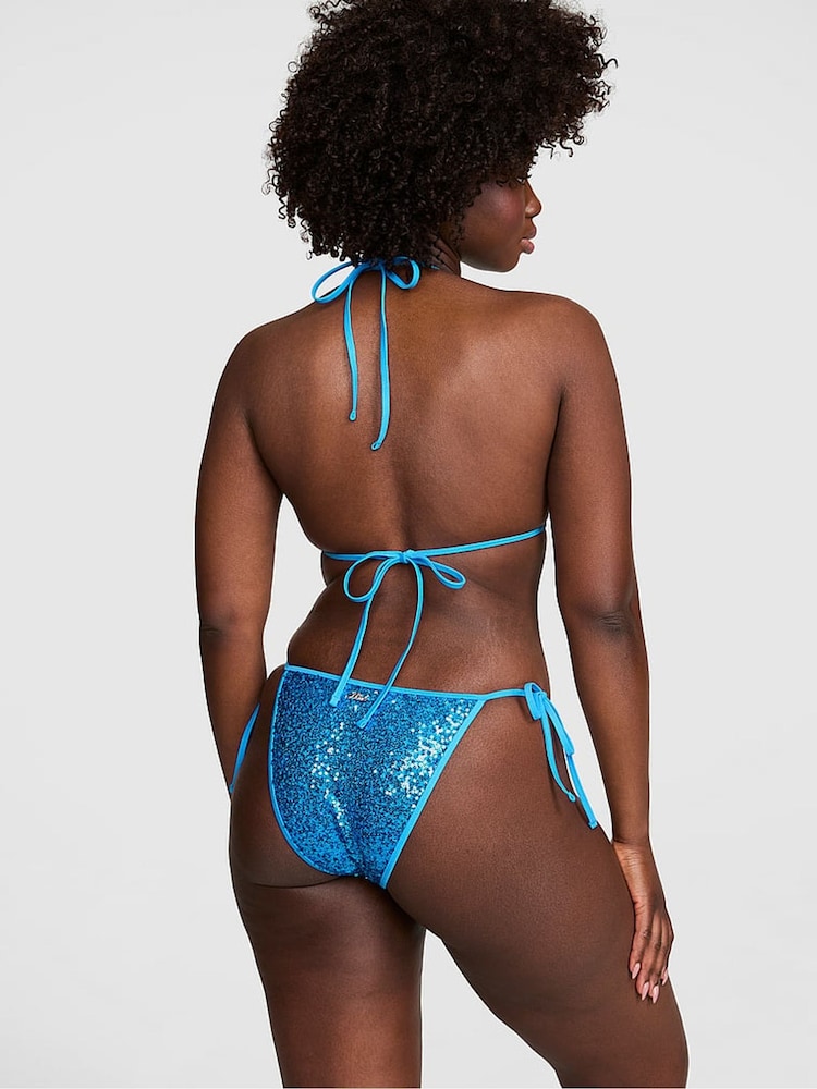 Victoria's Secret Pink Capri Blue Triangle Sequin Bikini Top - Image 2 of 2