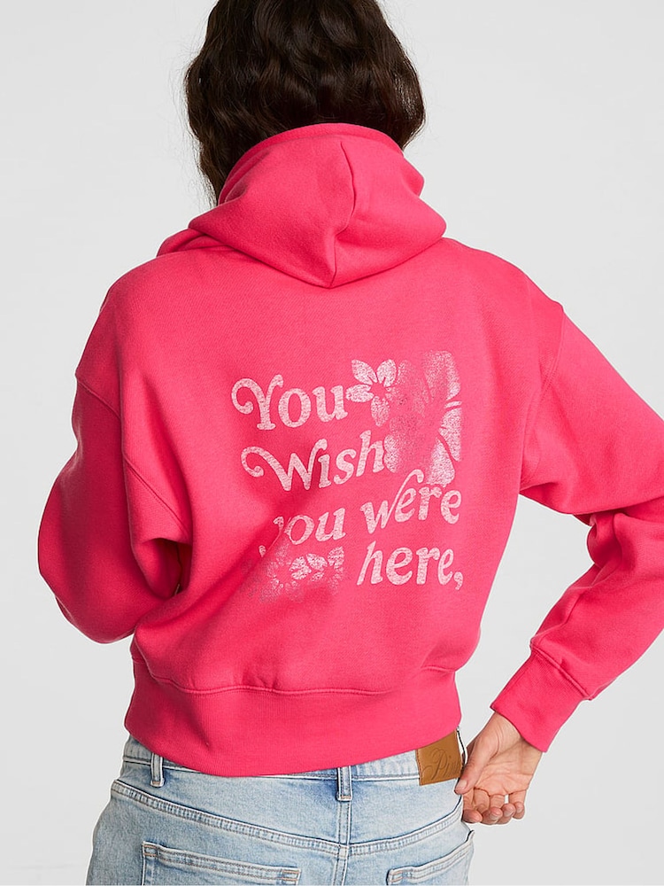 Victoria's Secret Pink Candy Pink Cropped Full Zip Hoodie - Image 2 of 2