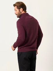 אדום בורגנדי - FatFace Quarter Zip Knitted Jumper with Cashmere - תמונה 2 מתוך 6