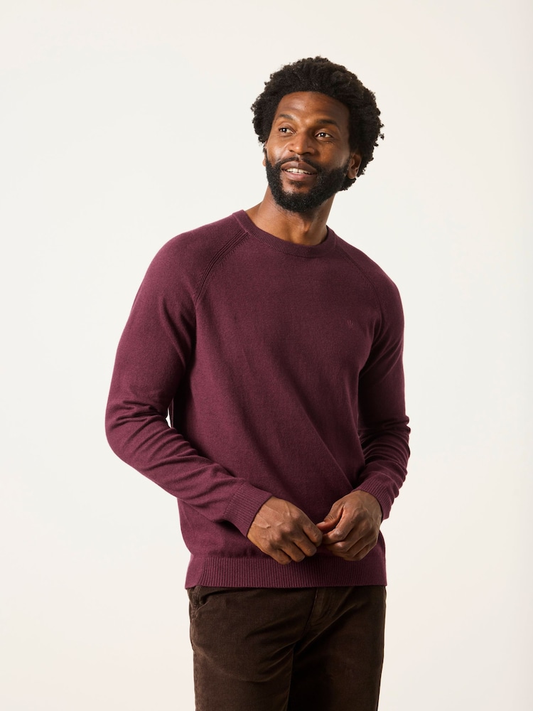 FatFace Rye Burgundy Red Crew Neck Knitted Jumper - Image 1 of 6 FatFace Rye Burgundy Red Crew Neck Knitted Jumper - Image 1 of 6