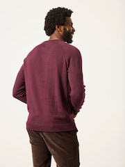 FatFace Rye Burgundy Red Crew Neck Knitted Jumper - Image 2 of 6