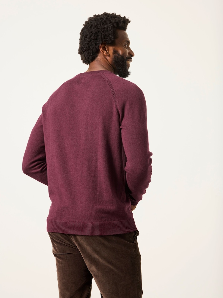 FatFace Rye Burgundy Red Crew Neck Knitted Jumper - Image 2 of 6 FatFace Rye Burgundy Red Crew Neck Knitted Jumper - Image 2 of 6