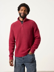 Rot - FATFACE Strickpullover mit halbem Kragen - Bild 1 von 6