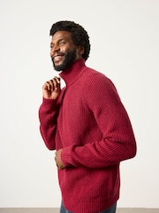 Rot - FATFACE Strickpullover mit halbem Kragen - Bild 3 von 6