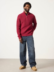 Rot - FATFACE Strickpullover mit halbem Kragen - Bild 4 von 6