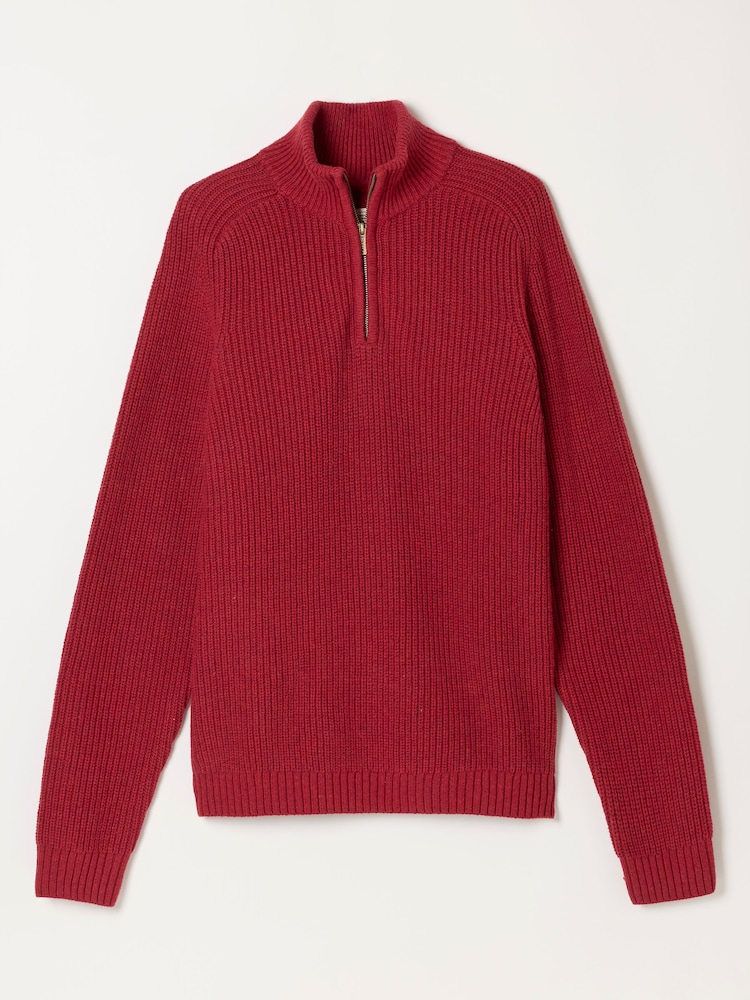 Rot - FATFACE Strickpullover mit halbem Kragen - Bild 6 von 6 Rot - FATFACE Strickpullover mit halbem Kragen - Bild 6 von 6
