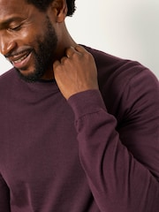 بنفسجي برقوقي - FatFace Malton Merino Crew Neck Knitted Jumper - صورة 3 من 6
