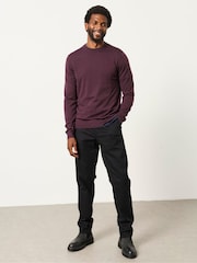 بنفسجي برقوقي - FatFace Malton Merino Crew Neck Knitted Jumper - صورة 4 من 6