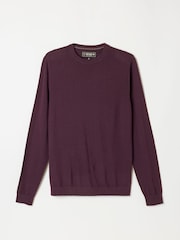 بنفسجي برقوقي - FatFace Malton Merino Crew Neck Knitted Jumper - صورة 6 من 6