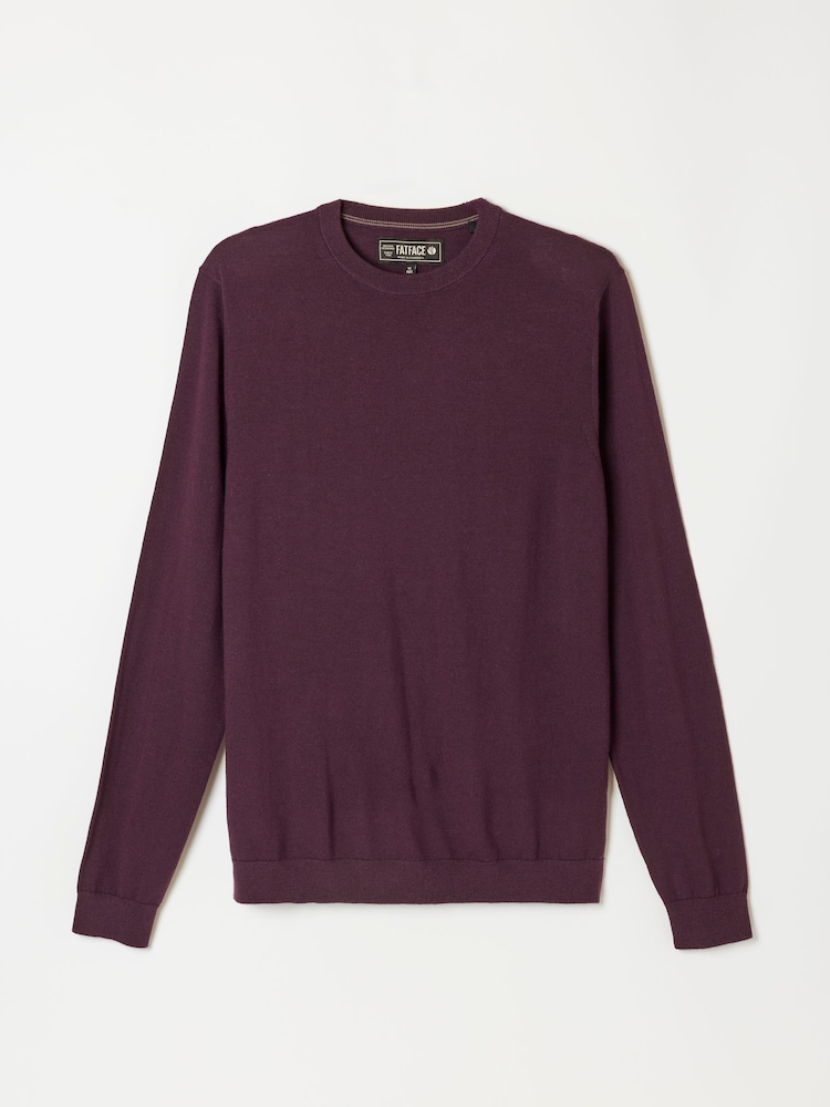 بنفسجي برقوقي - FatFace Malton Merino Crew Neck Knitted Jumper - صورة 6 من 6