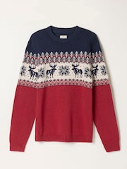 FatFace Red Moose Crew Neck Knitted Jumper - Image 3 of 3