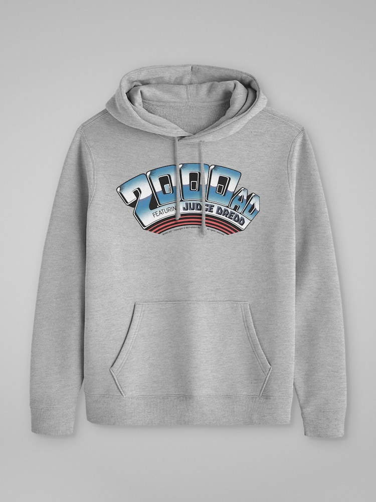 All + Every Grey 2000 AD Comics Featuring Judge Dredd Metallic Text Hoodie - Image 3 of 3