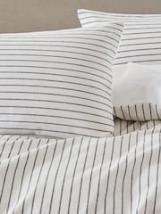 Lazy Linen Black Slouchie Stripe Linen and Cotton Bed Set - Image 2 of 4