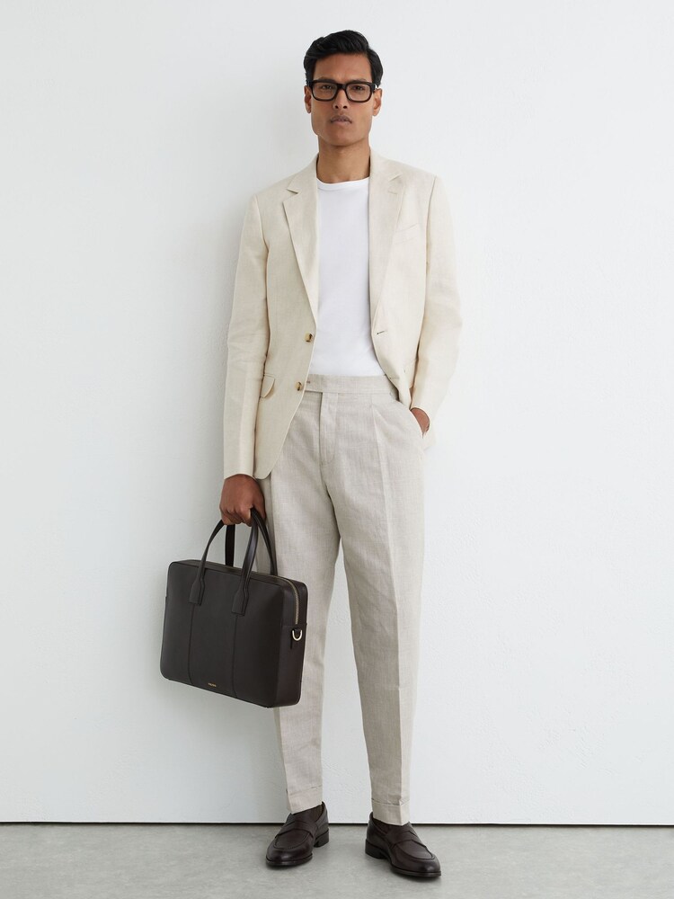 Reiss Oatmeal Finch Trousers - Image 1 of 7 Reiss Oatmeal Finch Trousers - Image 1 of 7