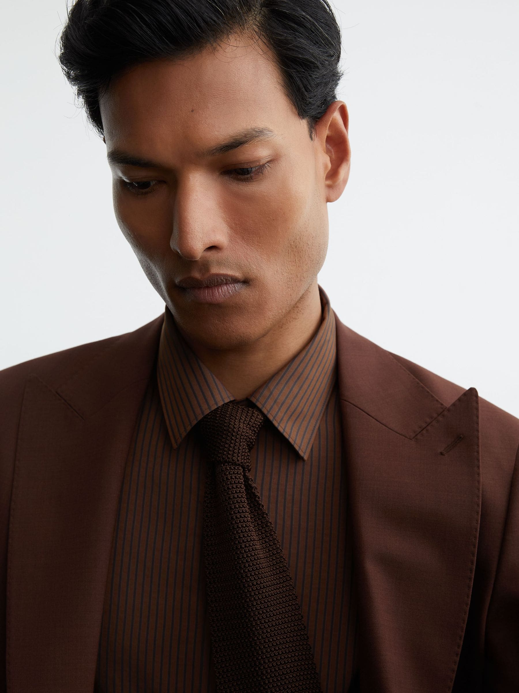 Buy Reiss Chocolate Brown Pursue Pinstripe Regular-Fit Long-Sleeve
